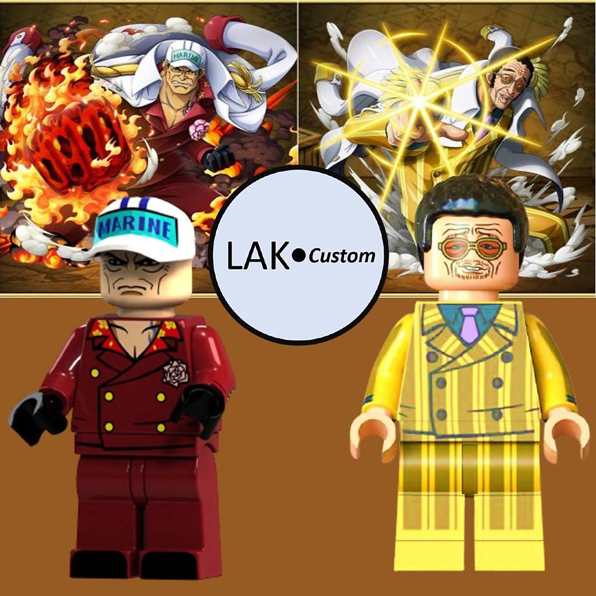 MÔ HÌNH ĐÔ ĐỐC HẢI QUÂN AKAINU & KIZARU (LEGO ONE PIECE) Tiki