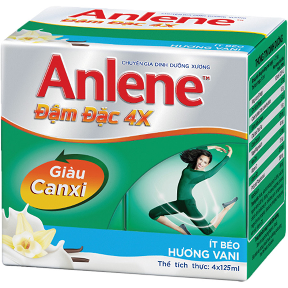 Combo 2 Sữa Bột Anlene Gold 3X Hương Vanilla (Hộp thiếc 800g) - Tặng 1 Lốc 4 hộp sữa nước Anlene vani 4x125ml