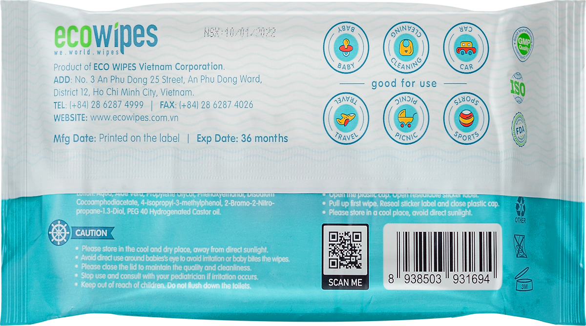 Thùng 10 gói khăn ướt trẻ em Happy Kids gói 120 tờ không mùi siêu tiết kiệm cho bé