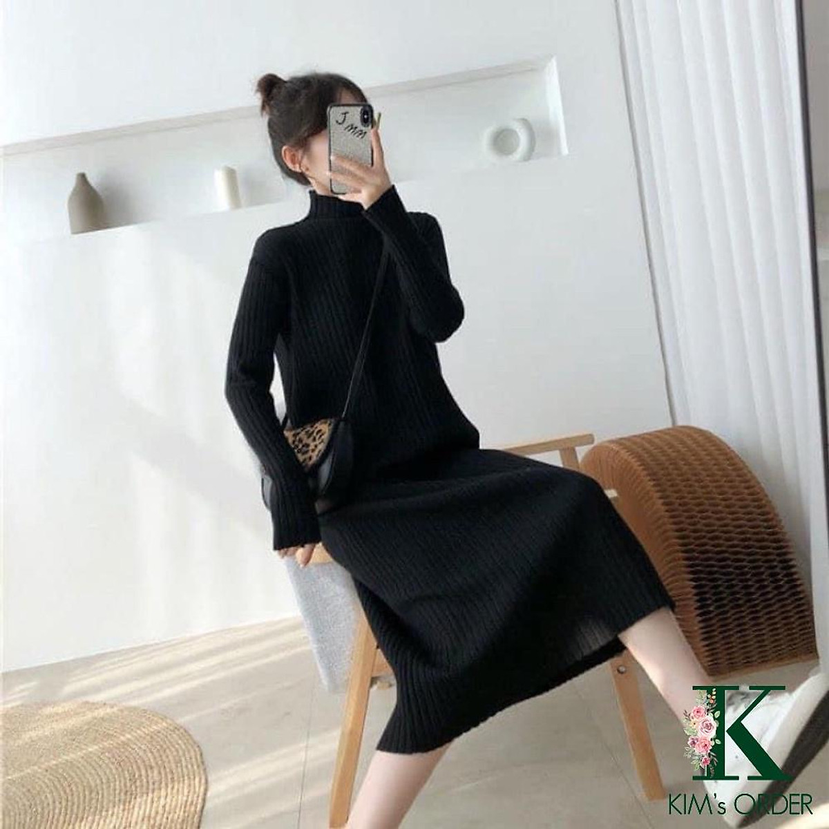 Váy len nữ dáng suông cao cấp phong cách Hàn Quốc LEK330 Đỏ đô