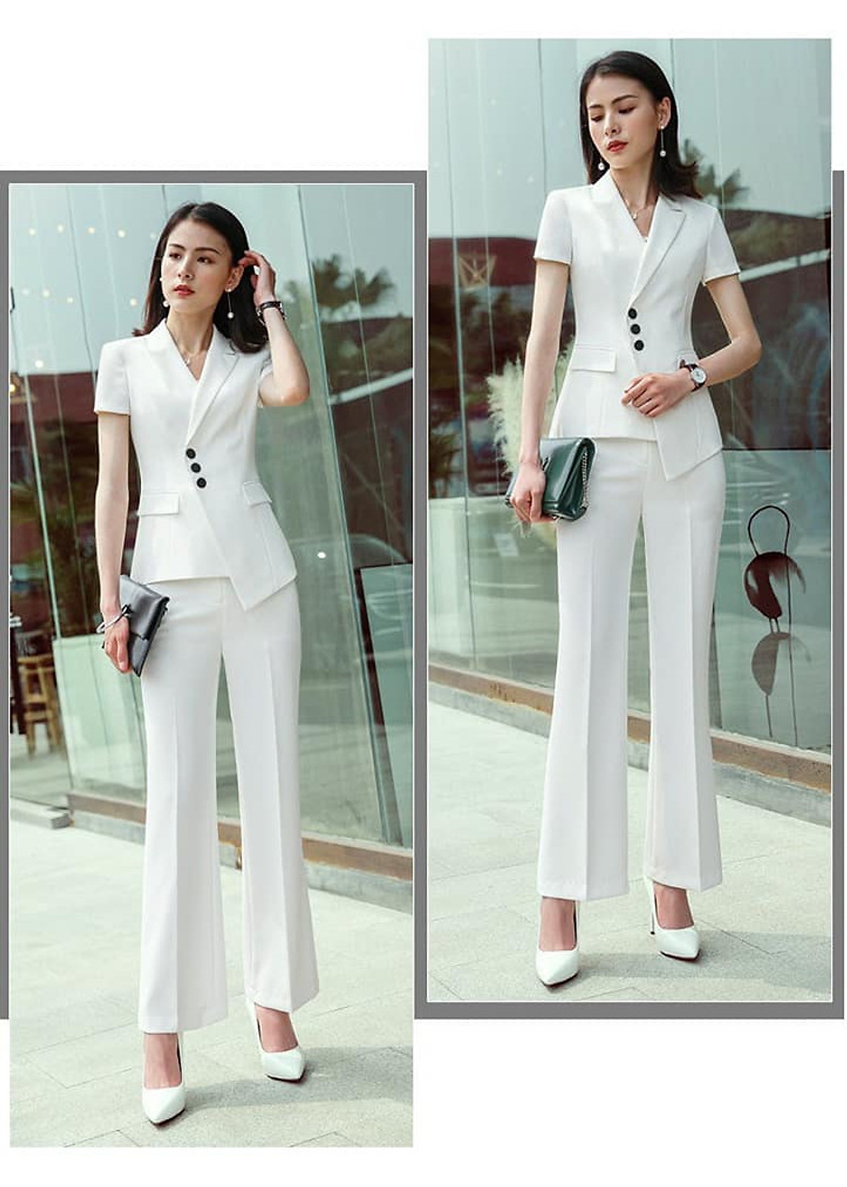 Bán Bộ Vest Beige Dài Tay Quần Suông  Báo Giá Rẻ 790000