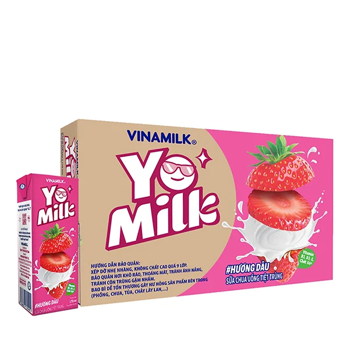 Thùng 48 Hộp Sữa Chua Uống Hương Dâu Vinamilk (170ml) - Sữa Chua ...
