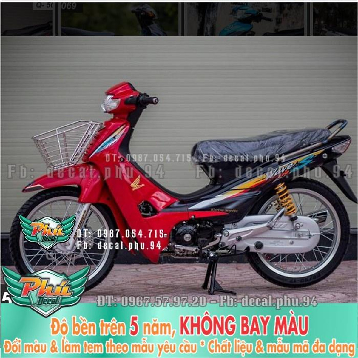 Mua Tem rời Wave nhỏ đỏ đen tại Win Racing Shop