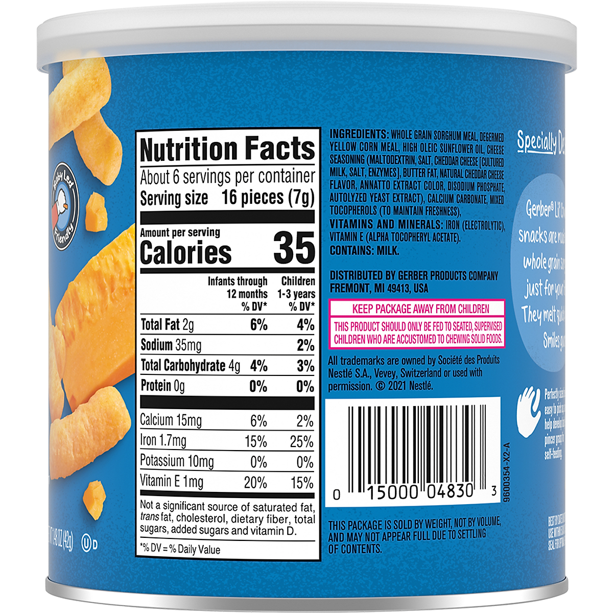 Thực Phẩm Bổ Sung Bánh Ăn Dặm Gerber Lil's Crunchies vị Phô Mai Mild Cheddar 42g dành cho trẻ trên 8 tháng tuổi