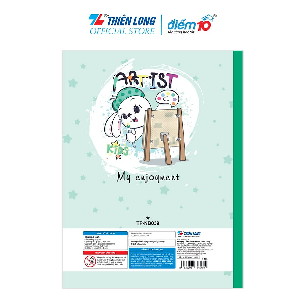 Tập học sinh 96 trang 4 ô ly vuông 60 gsm Điểm 10 TP-NB039 (hình ngẫu nhiên)