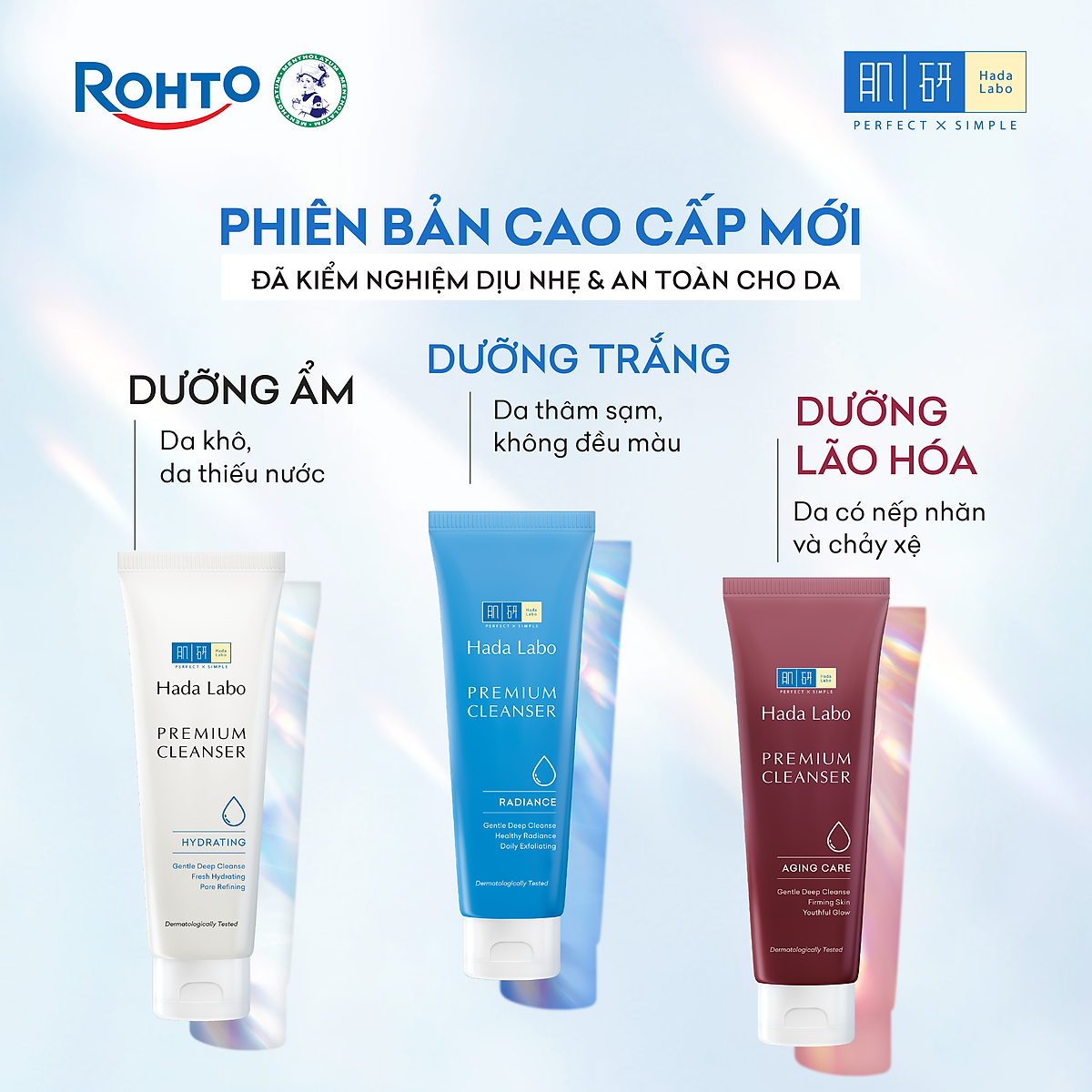 Sữa rửa mặt Hada Labo dưỡng ẩm cao cấp Premium Cleanser Hydrating 100g