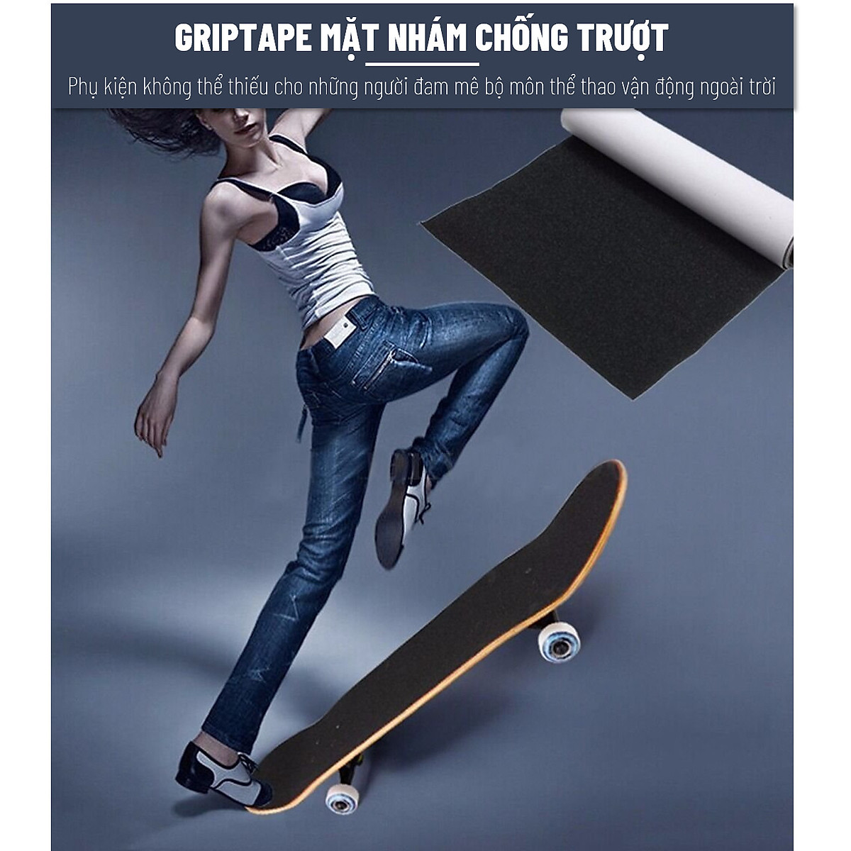 Mua Mặt Nhám , Grip tape, Chống Trượt cho Ván Trượt Skateboard và Scooter -  Miếng Dính Bề Mặt Tiện Ích - Loại 80 cm - Đảm Bảo An Toàn Trong Gia