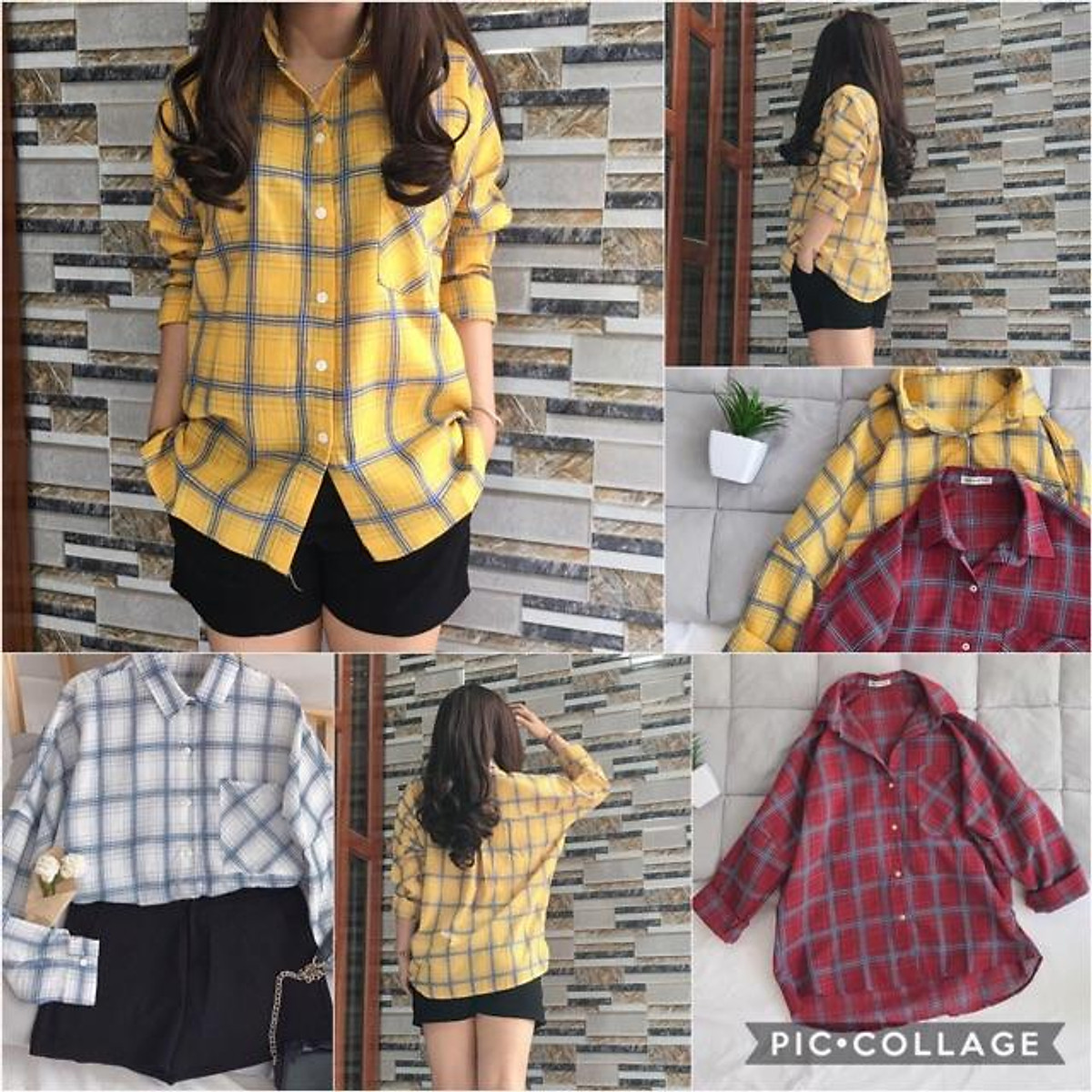 Áo sơ mi oversize caro - Áo sơ mi nữ Áo Sơ Mi Oversize Caro - Áo Sơ Mi Nữ