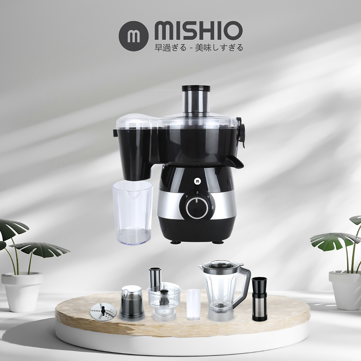 Máy Xay Thực Phẩm Đa Năng &amp; Trong 1 Mishio MK323 - Hàng Chính Hãng