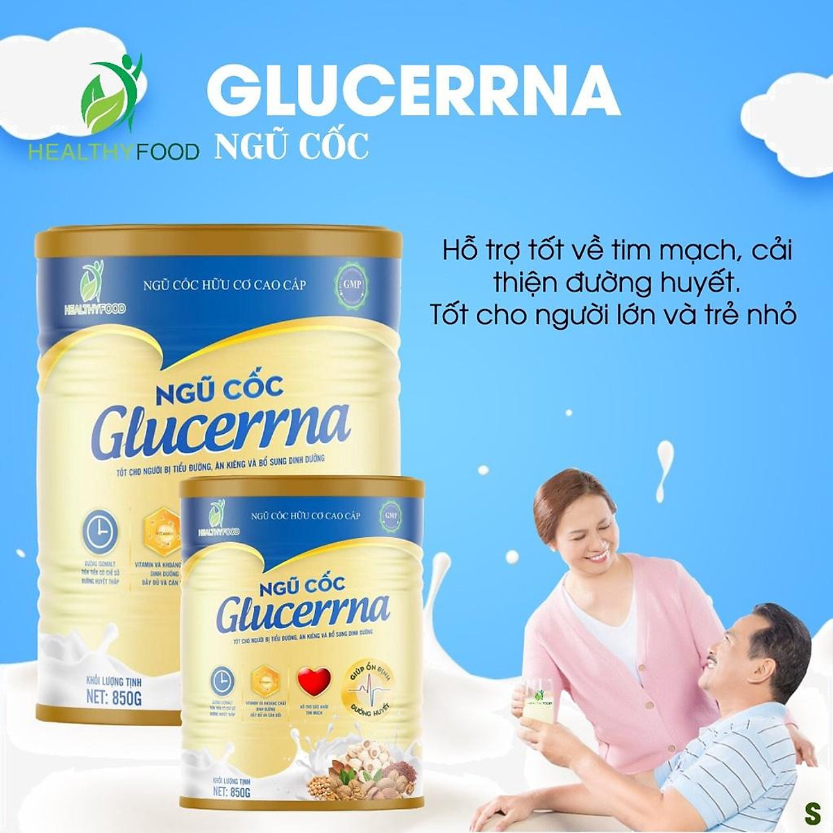 Combo 2 hộp Ngũ cốc hữu cơ cao cấp Glucerrna 450g dành cho người tiểu đường