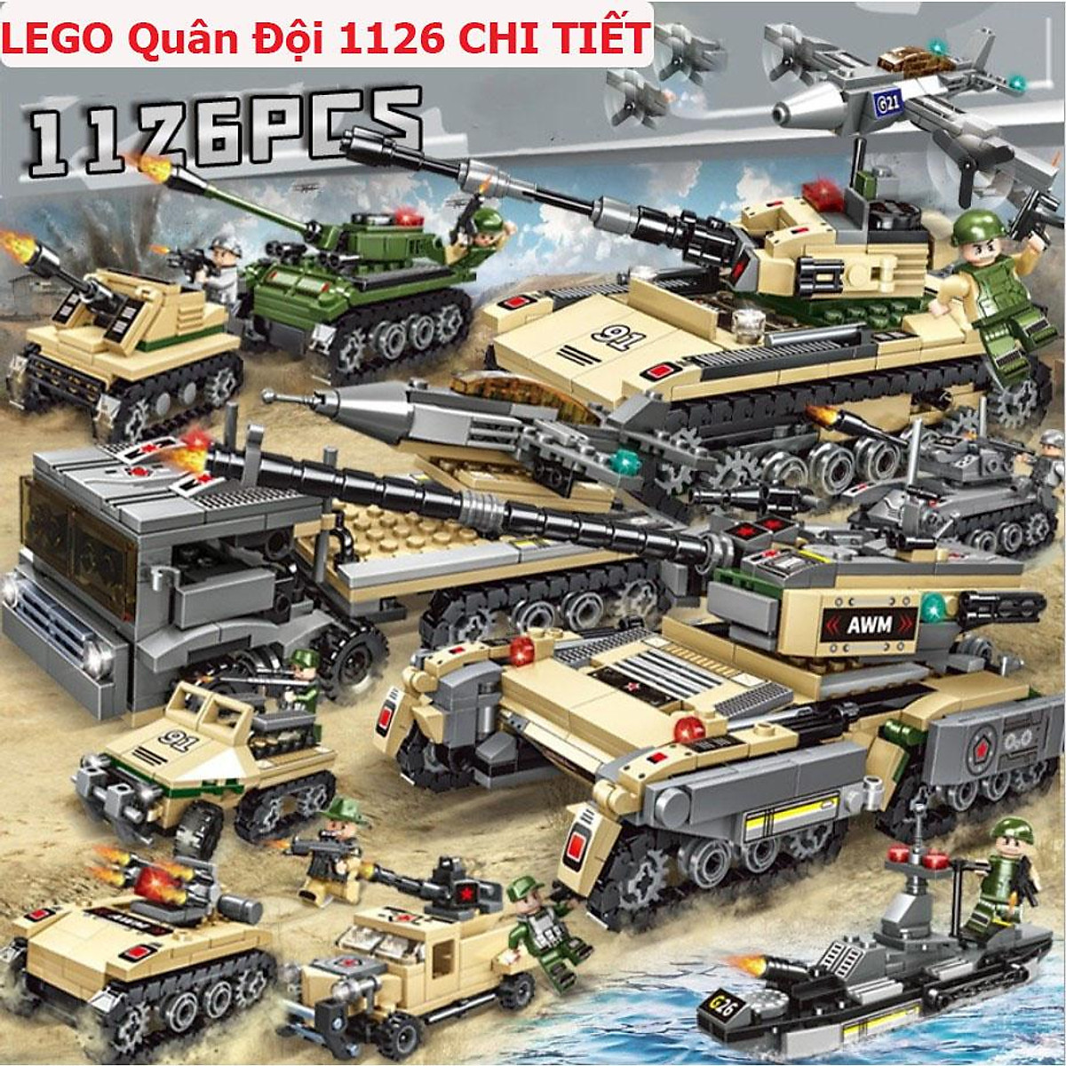 Mua (1126 CHI TIẾT HÀNG LOẠI 1) BỘ ĐỒ CHƠI XẾP HÌNH LEGO XE TĂNG ...