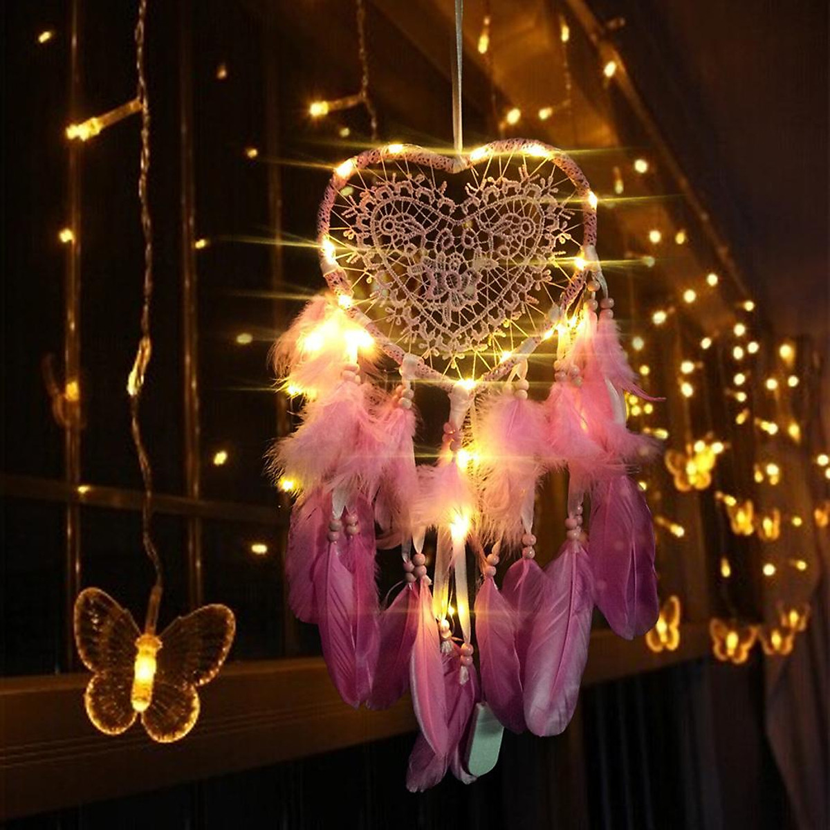 Hanging Dream Catcher Ornament Car Living Room Pendant Pink with ...