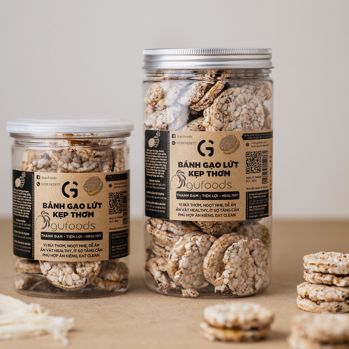 Snack gạo lứt kẹp thơm GUfoods - Chua ngọt thơm ngon, Giàu chất xơ, Ăn vặt Healthy, Eat clean, Thuần chay