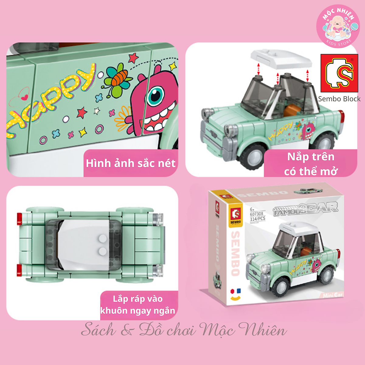 Đồ chơi lắp ráp xếp hình SEMBO BLOCK Famous Car - Xe mini đáng yêu - Dành cho bé từ 6 tuổi