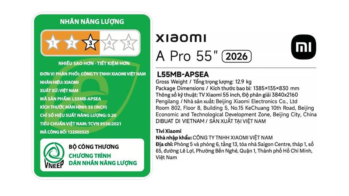Google Tivi Xiaomi A Pro 2026 QLED 4K 55 Inch L55MB-APSEA - Hàng chính hãng
