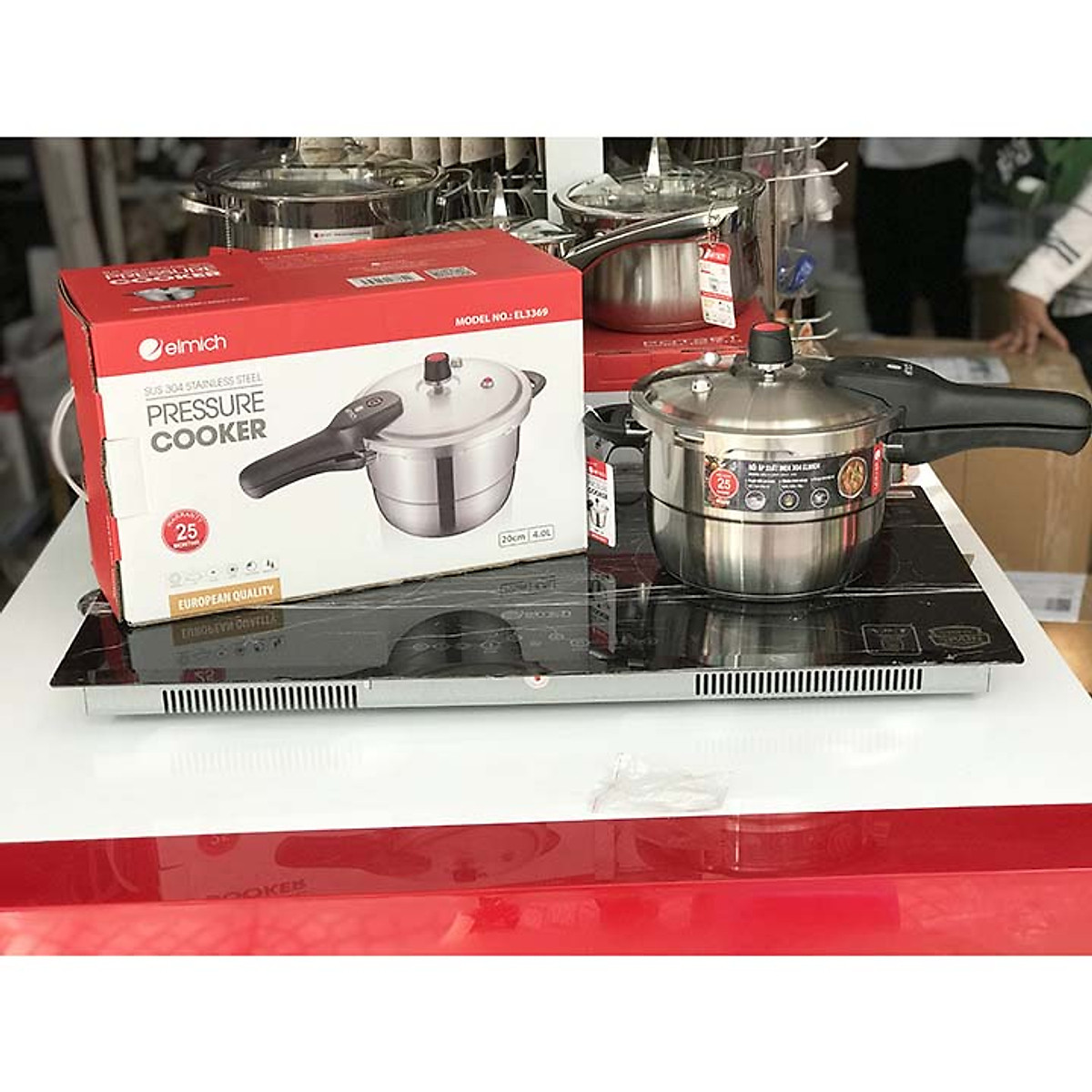 Nồi áp suất 3 đáy Inox 304 Elmich 22cm 5.5L EL3371 dùng bếp từ - Hàng chính hãng