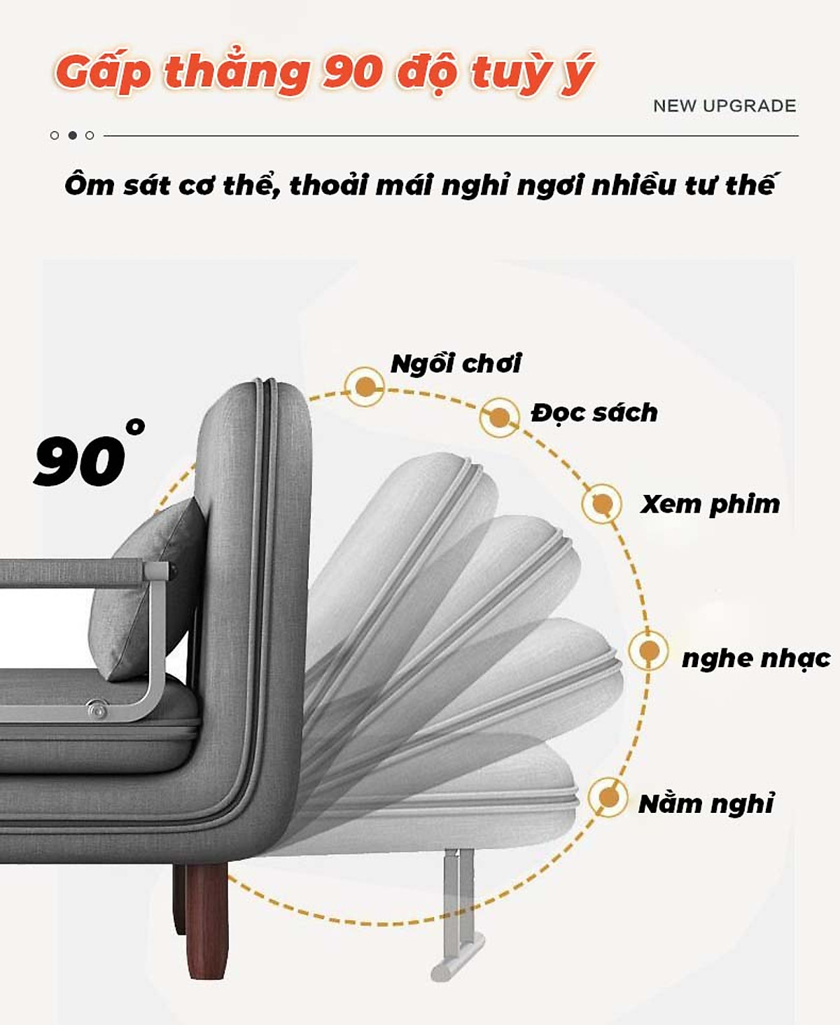 Giường Ghế Sofa Gấp Gọn (TẶNG KÈM 1 GỐI) Cho Văn Phòng, Nhà Khách Chính Hãng NIKITA