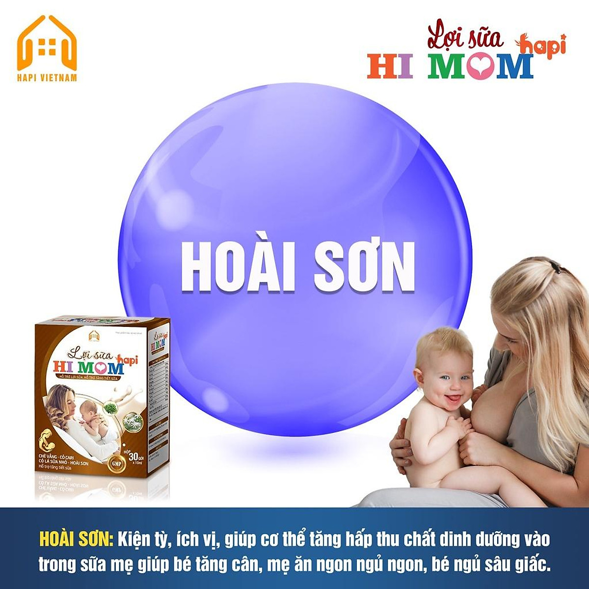 Lợi sữa Hi Mom Hapi- Sữa nhiều hơn, thơm hơn, đặc hơn, mát hơn, thông tắc tia sữa