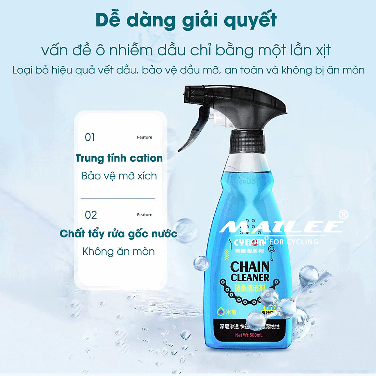 Dung Dịch Tẩy Dầu Nhờn Sên Xích Xe Đạp, Xe Máy P-39 500ML Có Vòi Xịt, Nhiều Bọt, Chống Ăn Mòn, Làm Sạch Hiệu Quả và Loại Bỏ Rỉ Sét Dầu Cặn Bám - Mai Lee