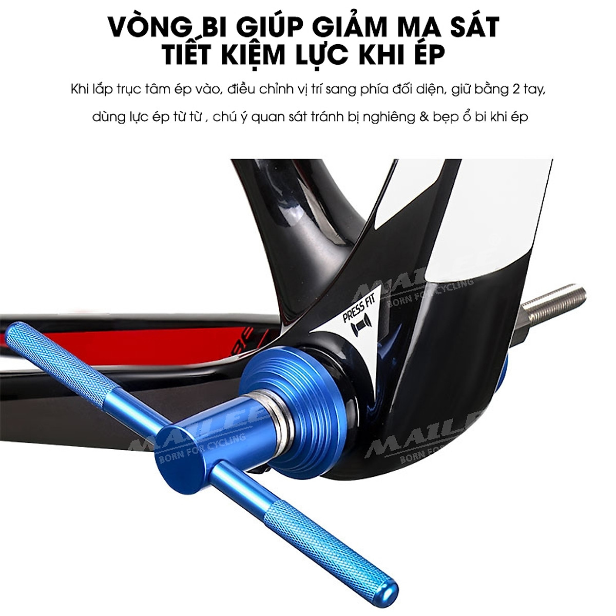Dụng cụ tháo lắp bấm chén ép cổ xe đạp BB-2101, cho bát phốt, (Tool) ép cốt trục giữa trục đạp CNC - Mai Lee