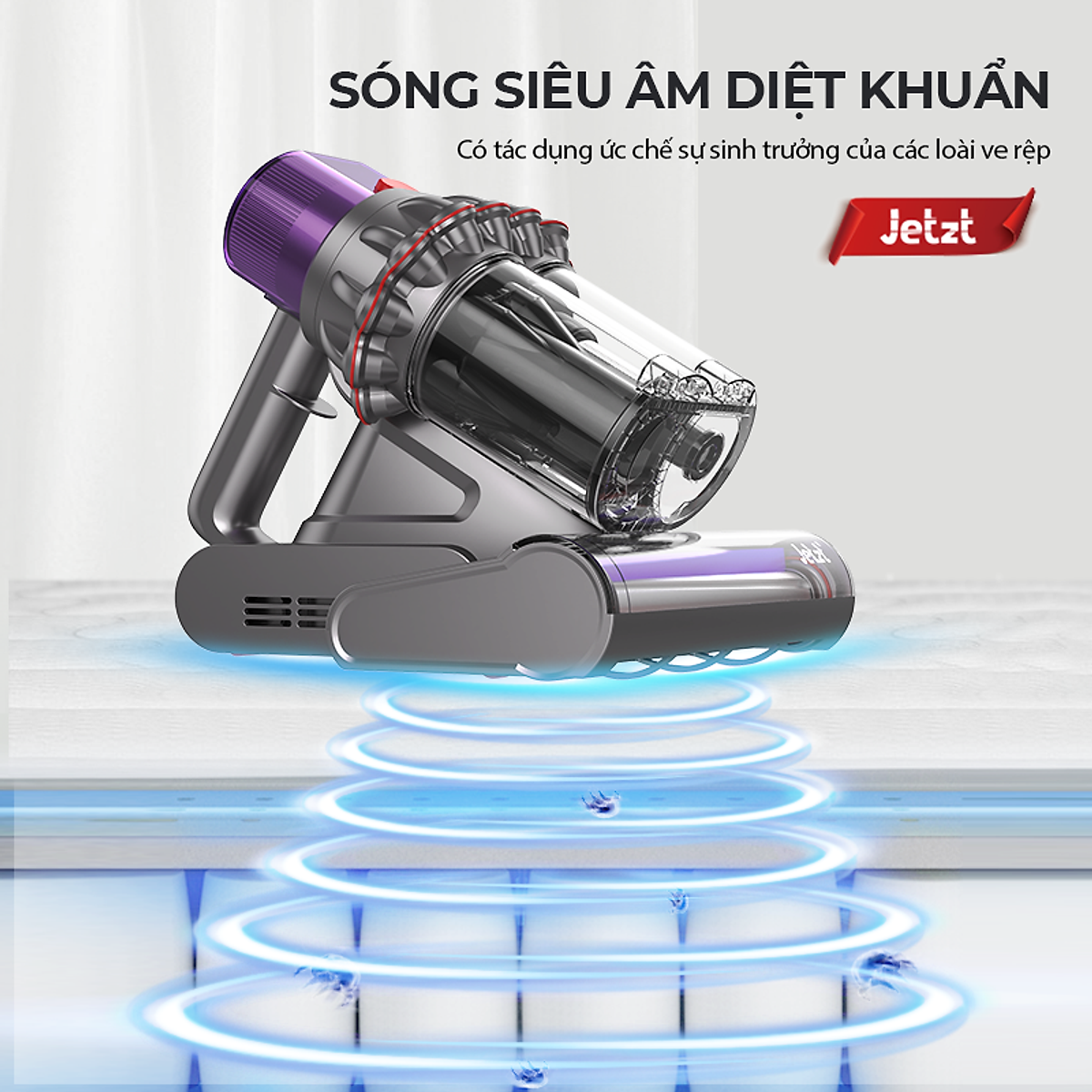 Máy hút bụi giường nệm diệt khuẩn thông minh thế hệ mới JETZT J23, lực hút 20.000 PA, hàng chính hãng