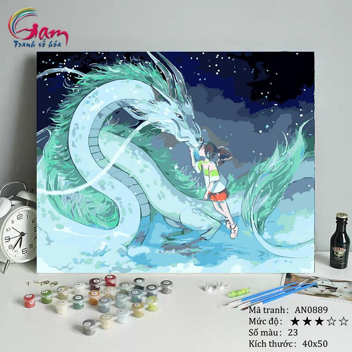 Tranh Tô Màu Theo Số Sơn Dầu Số Hóa Phim Anime Nhật Bản Vùng Đất Linh