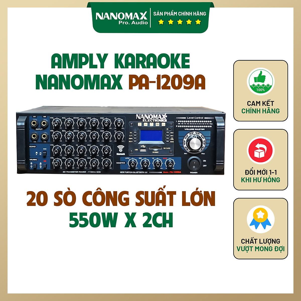 Mua Amply Karaoke 20 Sò Nanomax PA1209A 1100w Kết Nối Bluetooth Chính Hãng Chất Lượng Cao Hàng
