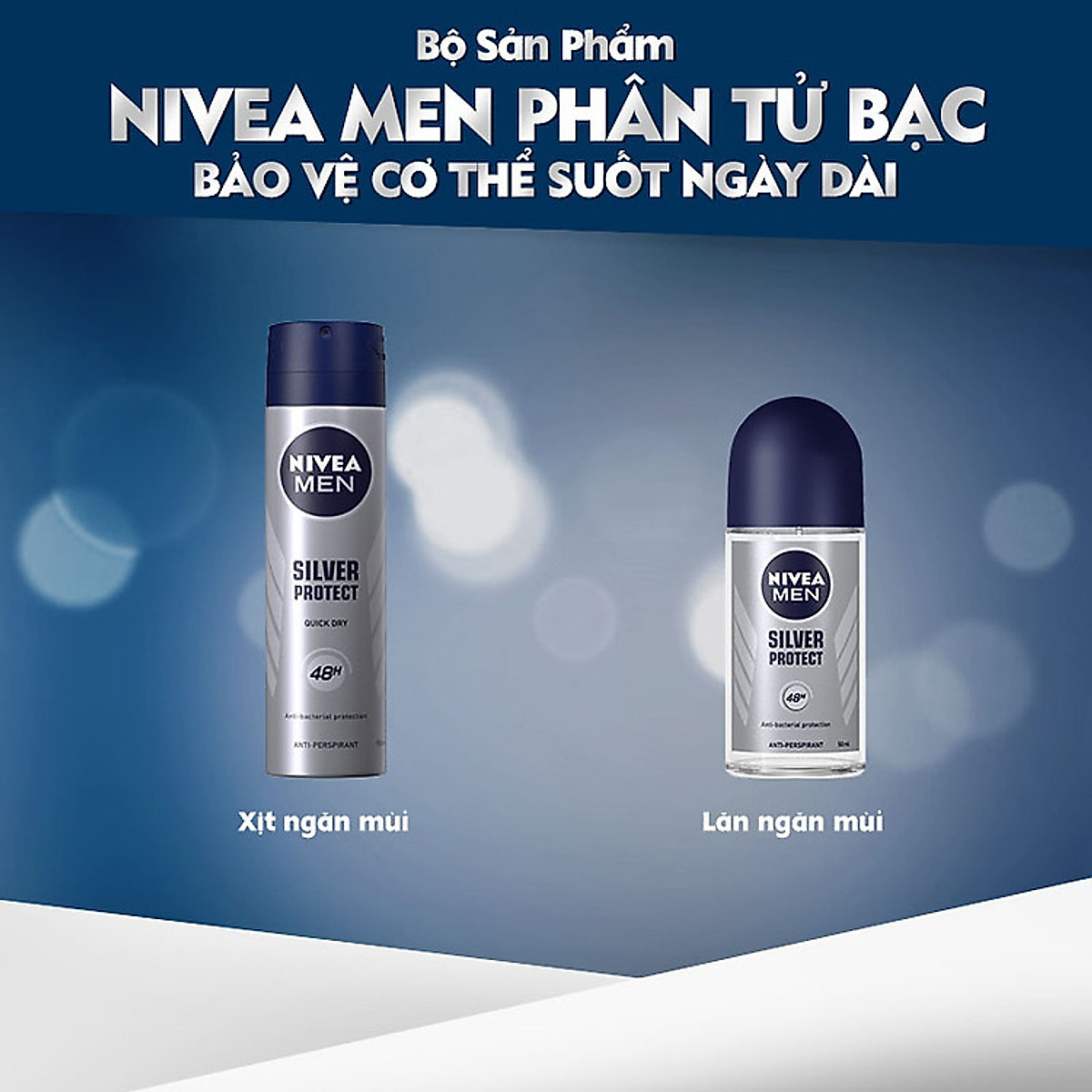 Lăn Ngăn Mùi NIVEA MEN Silver Protect Phân Tử Bạc Giảm 99.9% Vi Khuẩn Gây Mùi (50ml) - 83778