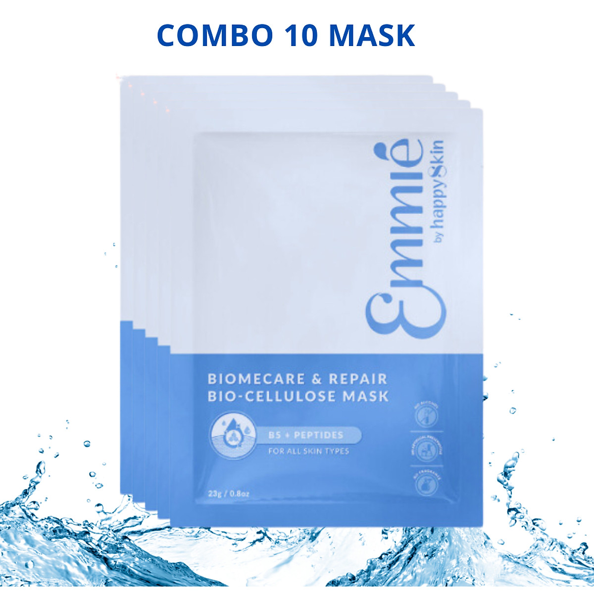 Hộp 10 miếng Mặt Nạ Sinh Học Phục Hồi Da Emmié Skin Relief Revitalizing Bio Cellulose B5 + Peptides Complex Mask 23g