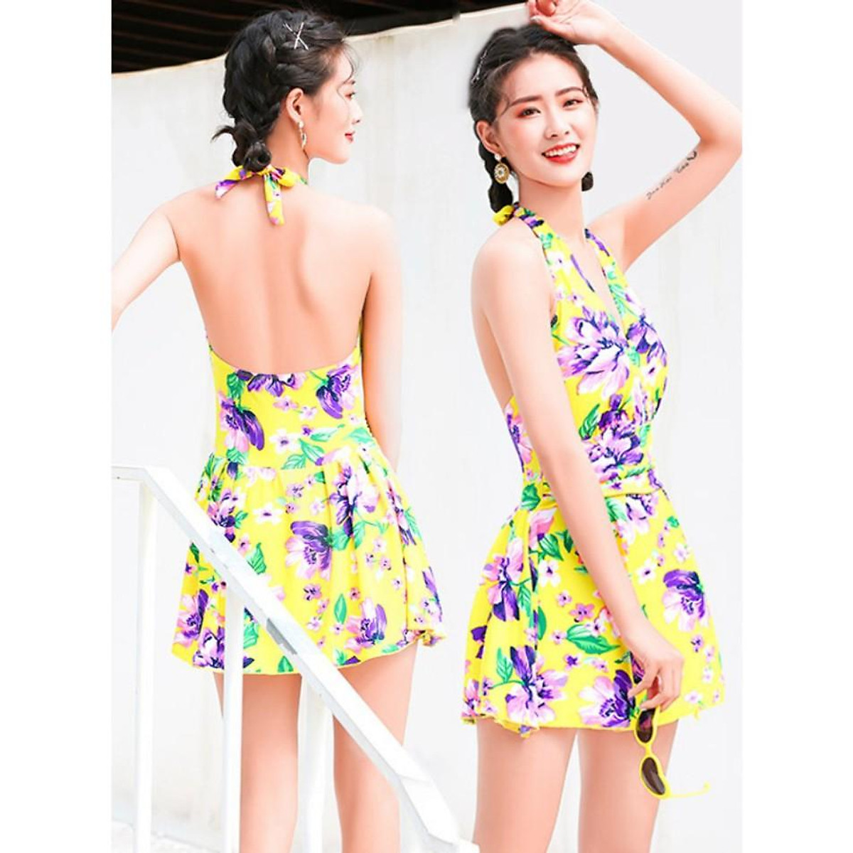 Freeship Đồ Bơi Một Mảnh Dạng Váy Hoa Xinh AT127 Shop Mây Bikini Áo Tắm