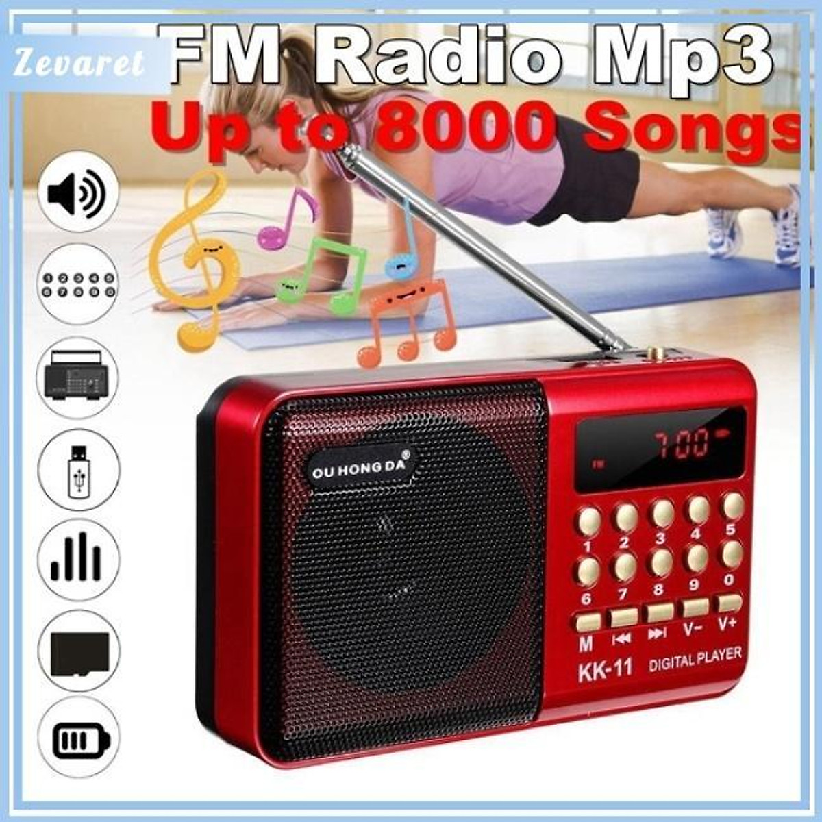 Mua Radio Mini Cầm Tay Zevaret K11 FM Kiêm Đài FM USB Hỗ Trợ Thẻ TF Nghe  Nhạc MP3 - Đen đỏ, Đen đỏ tại Meadow7