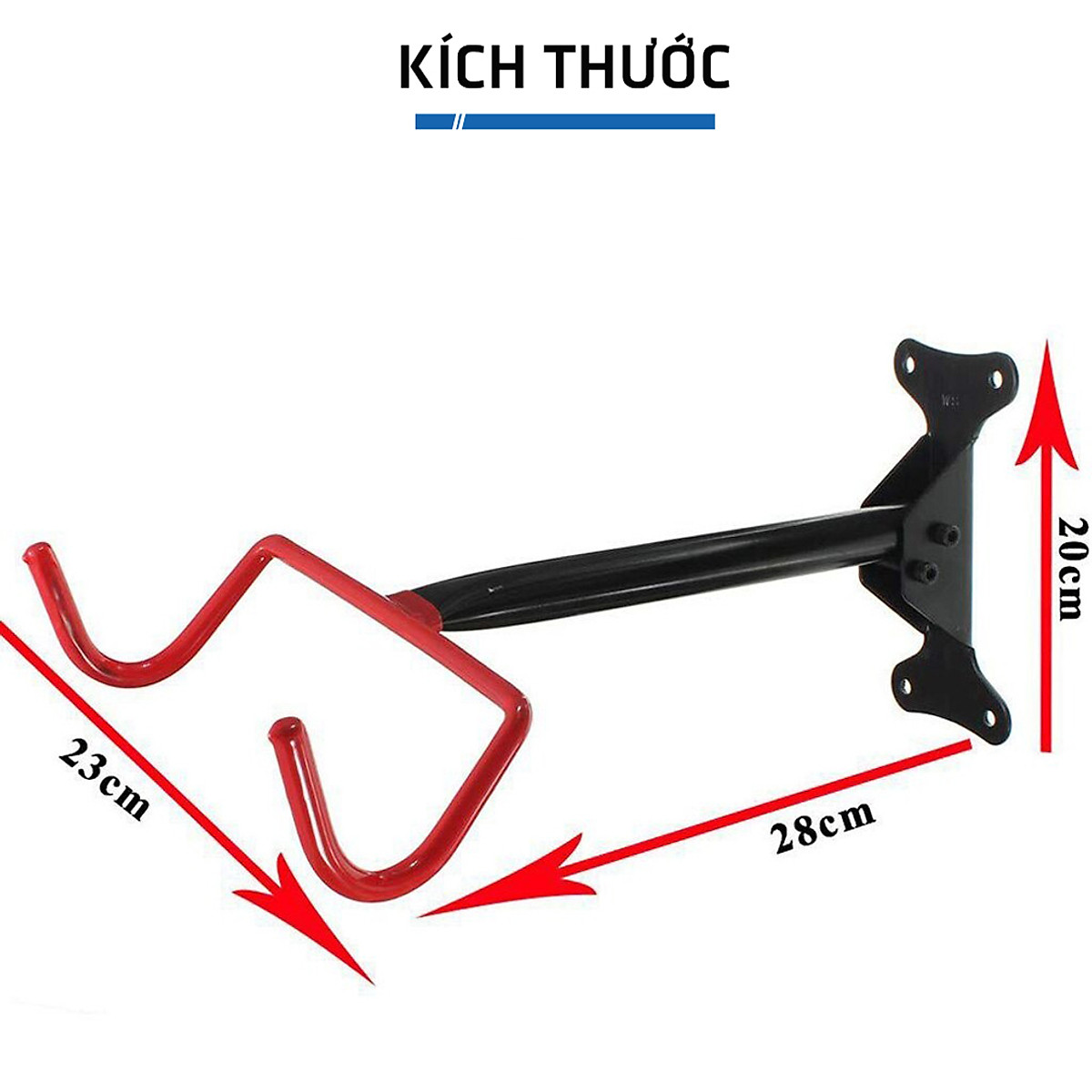 Móc treo xe đạp lên tường MTR02, giá treo xe đạp 2 móc đỏ siêu chắc chắn (kèm ốc vít) Mai Lee