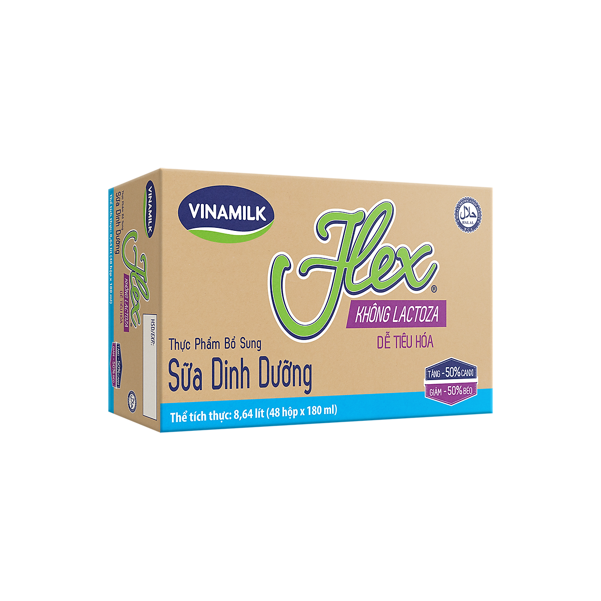 Thùng 48 Hộp Sữa tiệt trùng Vinamilk Flex không Lactose 180ml