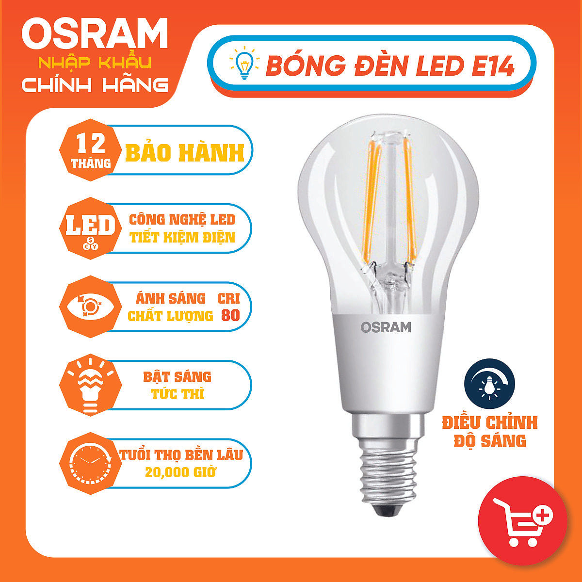 Bóng đèn LED PARATHOM DIM CLASSIC B40 4.5W đui đèn E14 DIMMABLE ...