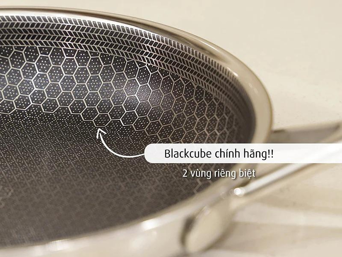 Chảo chiên inox iMat Hybrid Blackcube 26cm, Phủ chống dính Ceramic đen