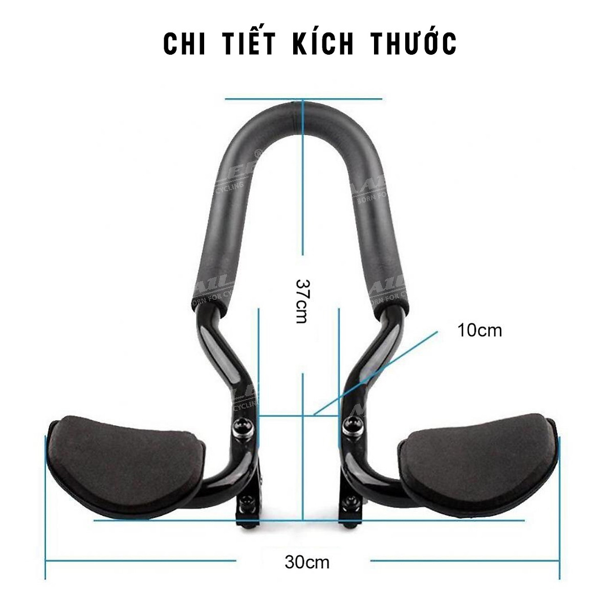 Tay càng nghỉ TT, Thanh Tay Lái Cho Xe Đạp Chất Liệu Nhôm, Tay Cầm cho ba môn phối hợp cho xe đạp thể thao trọng lượng nhẹ (Dài 37cm) - Mai Lee