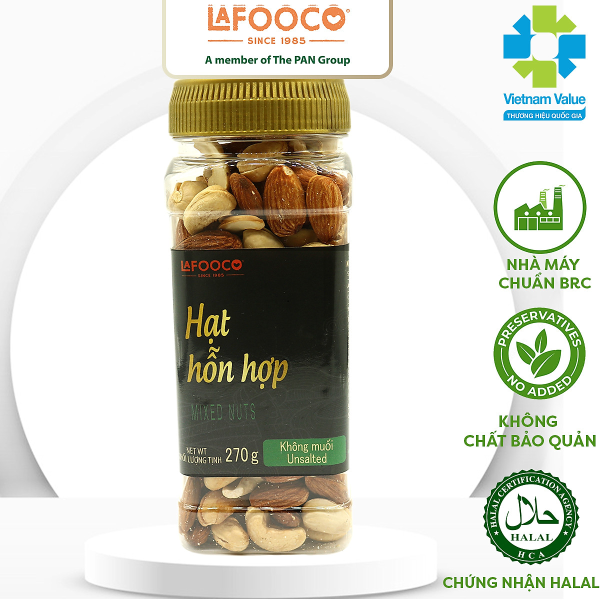 Hạt Dinh Dưỡng Hỗn Hợp 4 Loại Hạt Điều, Hạnh Nhân, Óc Chó, Hạt Dẻ Cười Không Muối LAFOOCO 270g
