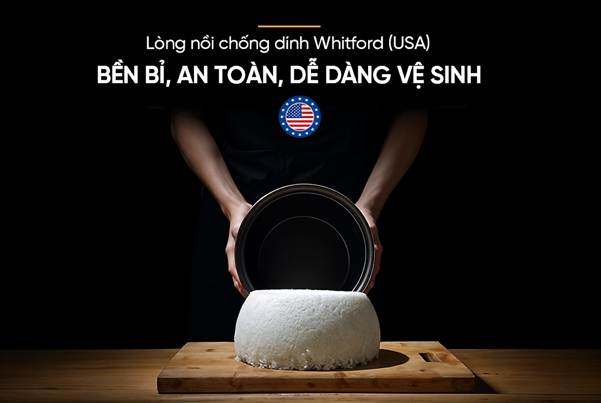 Nồi cơm điện tử 1.8L Sunhouse SHD8909B - 6 chế dộ, giữ ấm 12 tiếng - Mâm nhiệt lớn, cơm dẻo, chín đều - Hàng chính hãng