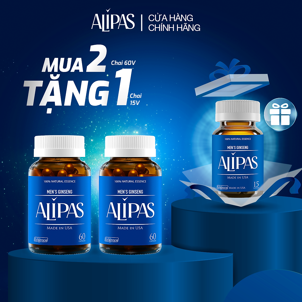 Mua Combo 2 hộp viên uống ALIPAS tăng cường sinh lý nam 60 viên tặng 1 ...