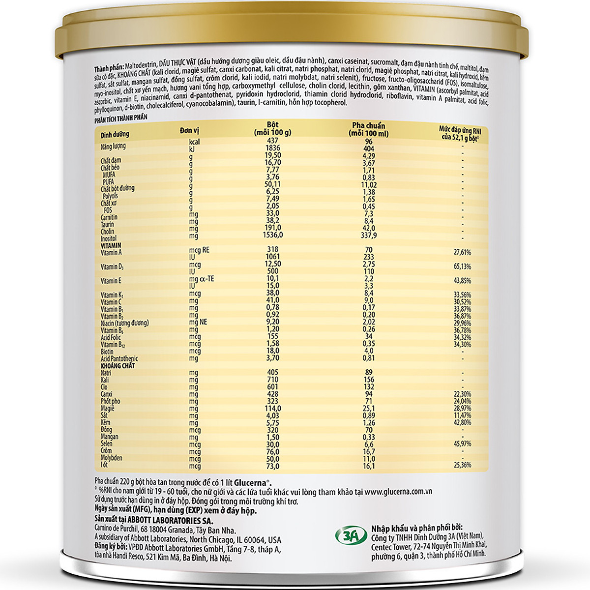 Sữa Bột Abbott Glucerna Vani 400g