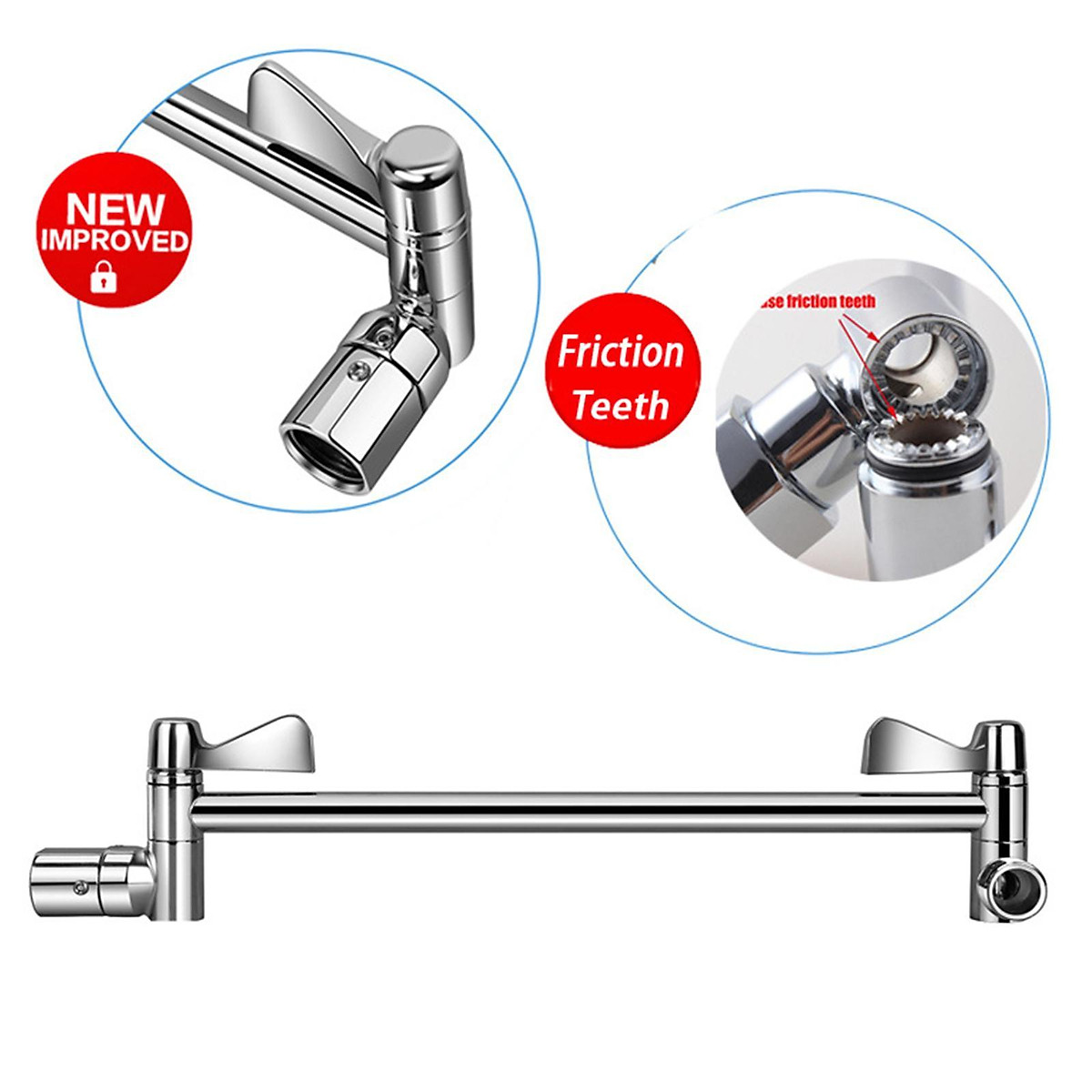 Adjustable Shower Arm Extension Stainless Steel Shower Head Extension Arm