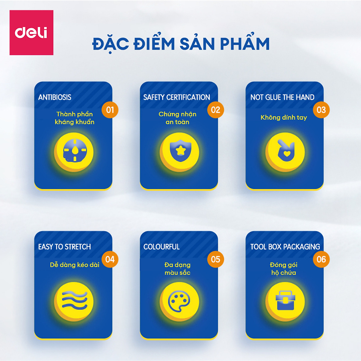 Bộ Đất Nặn 3D Deli 12/24 Màu - Đất Sét Nặn An Toàn, Không Dính Tay, Kèm Phụ Kiện Khuôn Nặn Cho Bé