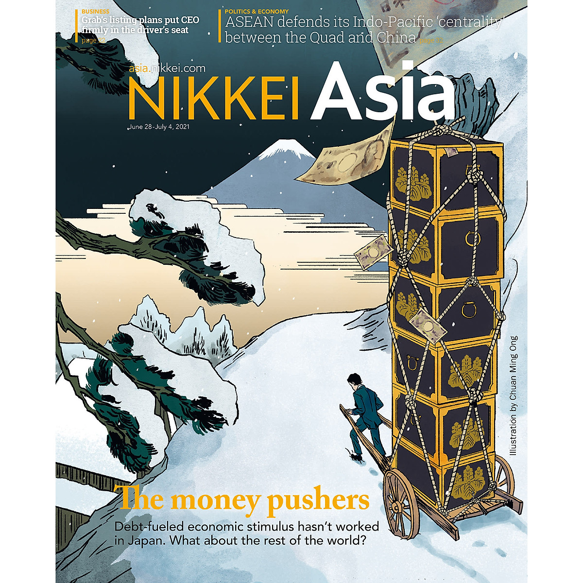 Nikkei Asian Review: Nikkei Asia - 2021: THE MONEY PUSHERS - 26.21 tạp chí kinh tế nước ngoài, nhập khẩu từ Singapore