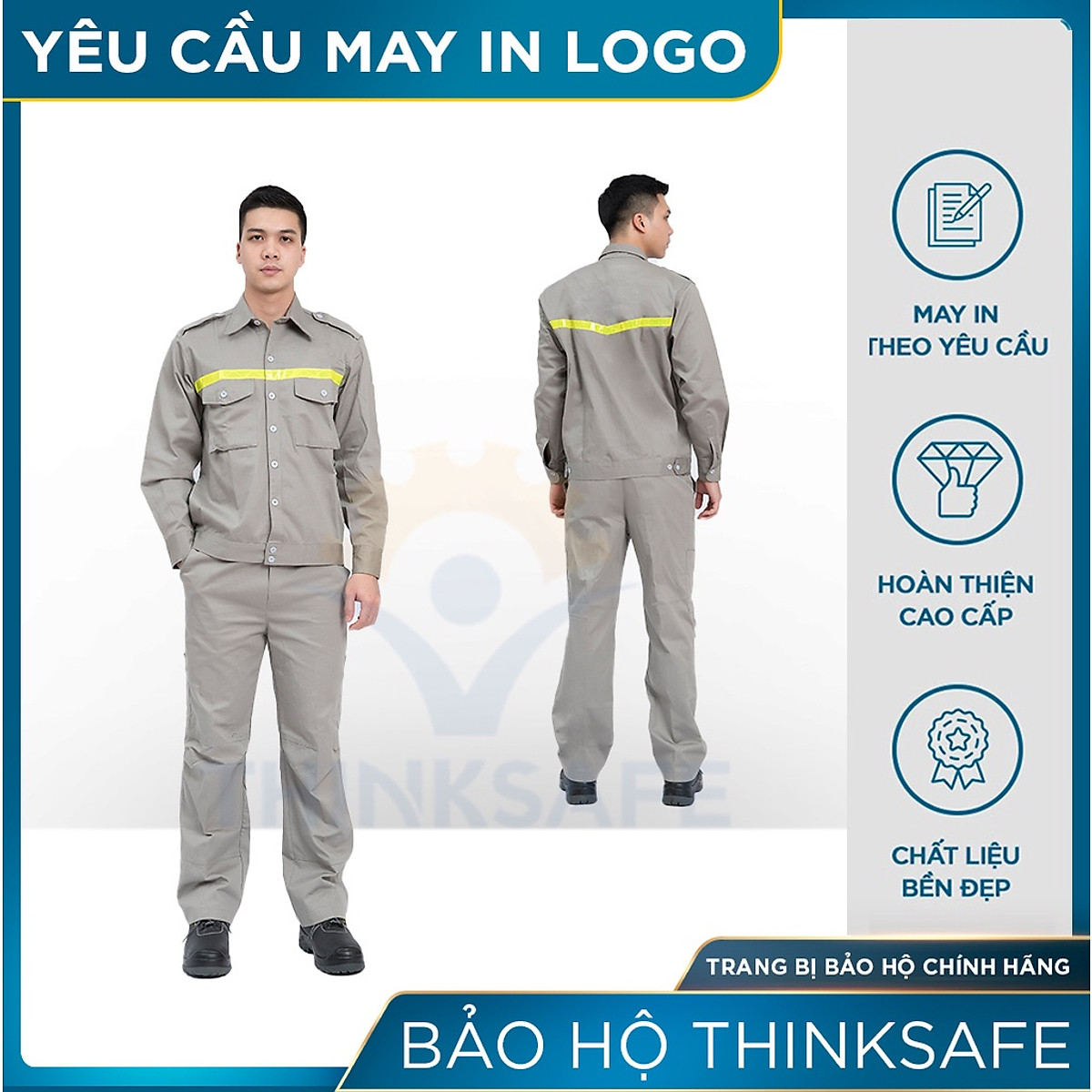 Quần áo bảo hộ lao động Thinksafe áo lao động kỹ sư công nhân có túi