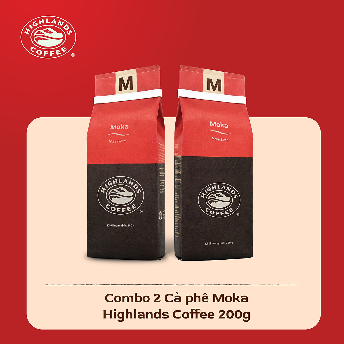 Combo 2 gói Cà Phê Rang Xay Moka Highlands Coffee (200g)