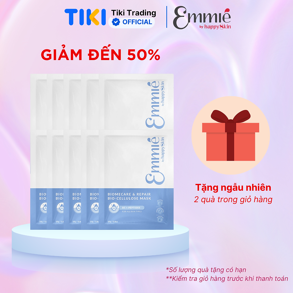 Hộp 10 miếng Mặt Nạ Sinh Học Phục Hồi Da Emmié Skin Relief Revitalizing Bio Cellulose B5 + Peptides Complex Mask 23g