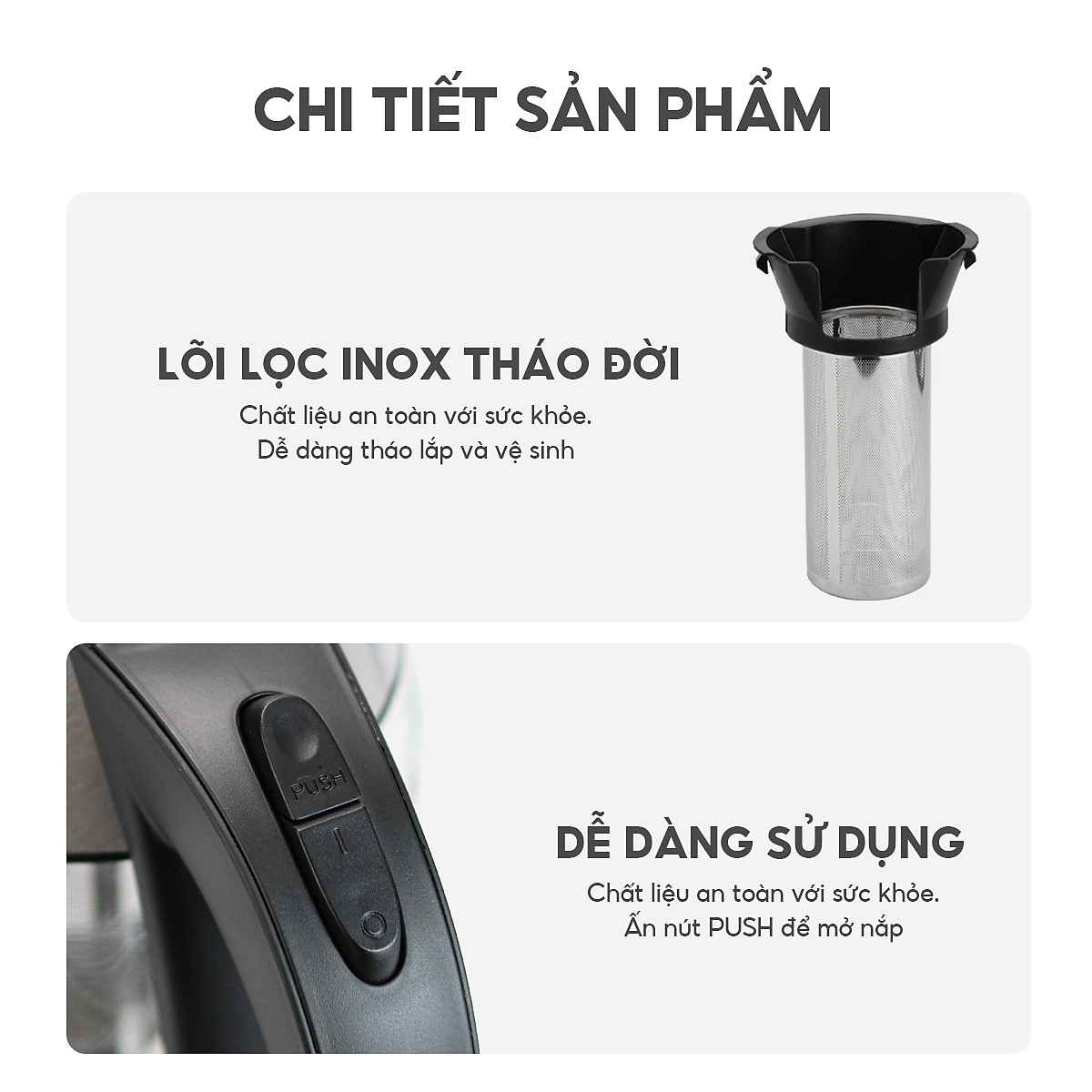 Ấm siêu tốc thuỷ tinh Lebenlang LBE2819, dung tích 1800ml, bảo hành 2 năm - hàng chính hãng
