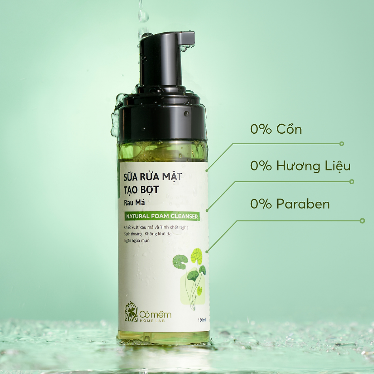 Sữa Rửa Mặt Tạo Bọt Mềm Mịn Làm Sạch Sâu Rau Má Cho Da Mụn Da Dầu Nhạy Cảm Cỏ Mềm 150ml