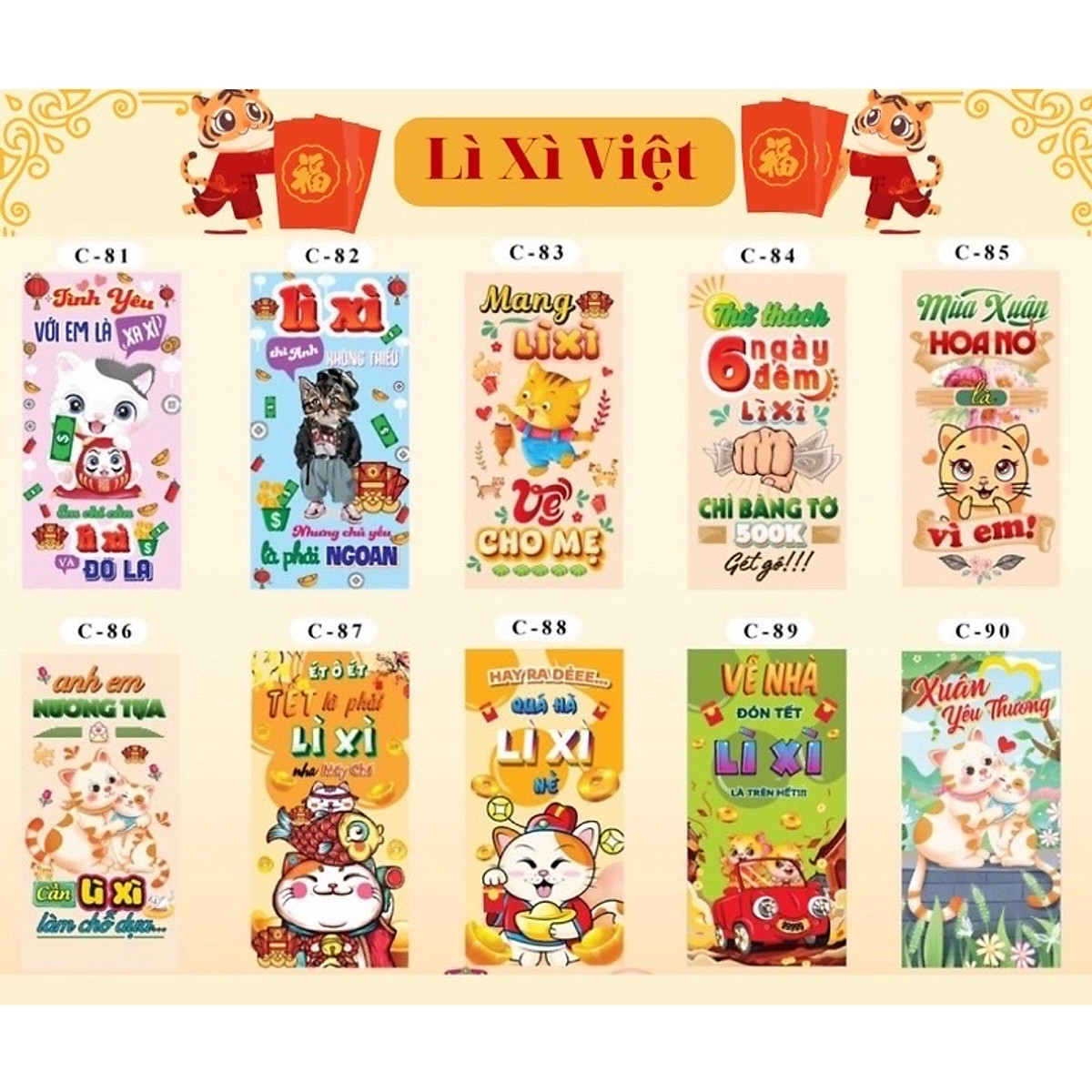 Combo 100 bao lì xì ì Tết hàng đẹp nhiều mẫu mới , vô cùng xinh xắn và cute