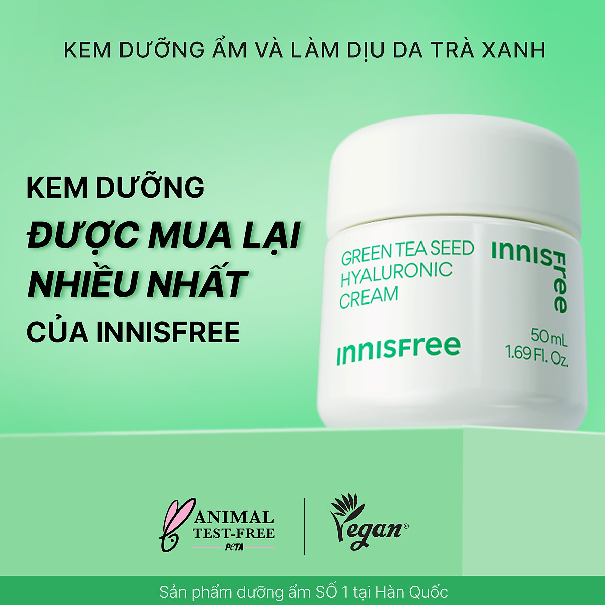 Kem dưỡng ẩm trà xanh innisfree Green Tea Seed Hyaluronic Cream 50ml
